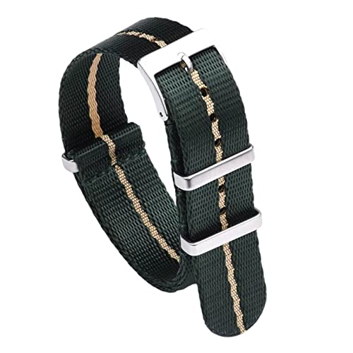 YOUYIMEI Uhrenarmbänder – Ersatz-Uhrenarmbänder, 20 mm–22 mm glattes Nylon-Uhrenarmband for analoge Uhren und Zifferblatt, Quarzuhr, Uhrenarmband-Ersatz (Color : Black With Khaki, Size : 20mm) von YOUYIMEI