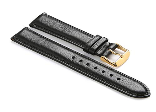 YOUYIMEI Uhrenarmbänder – Ersatz-Uhrenarmbänder, Uhrenarmband aus Kalbsleder mit Dornschließe (Color : Black Gold, Size : 18mm) von YOUYIMEI