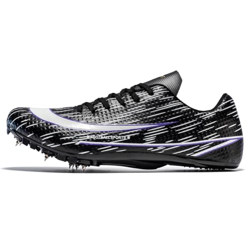 YOVKSI Herren Spikes Leichtathletik Racing Laufschuhe Professionelles Springen Racing Training Running Sneakers Leichtathletikschuhe Sprint Distanz Laufen für Jungen, Schwarz, 38 EU von YOVKSI