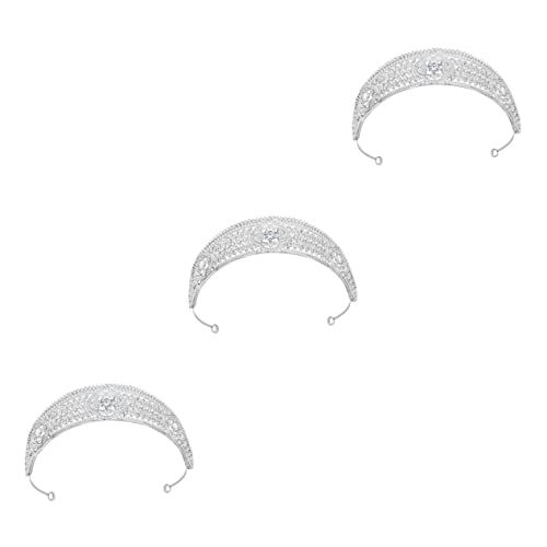 3 Stück Brautkrone Hochzeit Tiara Haarperlen Barockperlen Braut Kristall Tiara Hochzeit Haar Elegante Hochzeit Königin Krone Braut Glänzende Krone Legierung Weiße Braut (Color : Whitex3pcs, Size : 1 von YPOSPDD