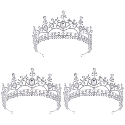 3 Stück Hochzeit Strass Kronen Festzug Tiara Kronen Vintage Strass Krone Kristall Braut Tiara Hochzeit Tiara Kopfschmuck (Color : Silverx4pcs, Size : 18X18CMx4pcs) von YPOSPDD