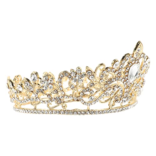 Braut Haarteile Barock Königin Krone Stirnband Gold Braut Strass Hochzeit Krone Tiaras Kristall Haarreifen Vintage Haarband Haarschmuck for Frauen und Mädchen Retro Dekor (Color : Golden) von YPOSPDD