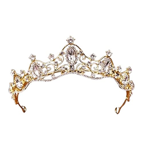 Braut-Kristall-Tiara for Hochzeit, Haarschmuck, Krone, goldene Braut-Diademe und Kronen, Haarschmuck, goldene Hochzeits-Tiara (Size : 31) von YPOSPDD