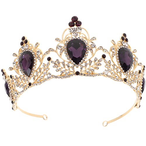 Halloween-Dekor, Perlen-Kopfschmuck, Barock-Vintage-Stil, runde Tiara in voller Größe, Retro-Kristall, Strass, Edelsteine, Haarschmuck, Dekor for Frauen, Damen, Mädchen, Strass-Kopfschmuck, Retro-Deko von YPOSPDD