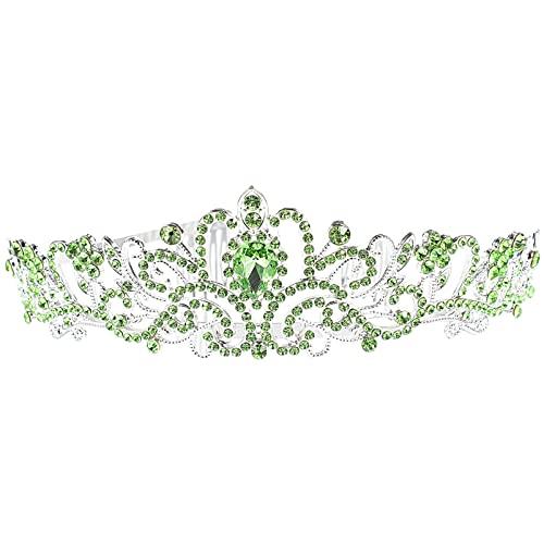 Hochzeitsdekoration, Strasssteine, Barock-Hochzeit, Kristall, Geburtstags-Tiara, Vintage-Braut-Geburtstagsparty-Stirnbänder, Prinzessin-Party-Kopfschmuck, Schwarz, Vintage-Dekor (Color : Green) von YPOSPDD