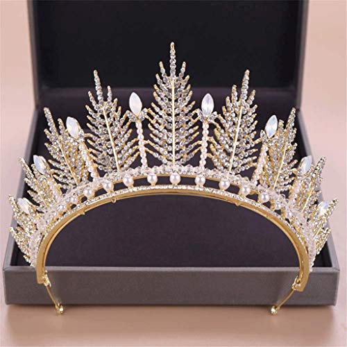 Kristall Tiara Krone Stirnband Prinzessin Elegante Krone mit Kämmen Pin for Frauen Mädchen Braut Hochzeit Abschlussball Geburtstagsfeier (Color : Gold) von YPOSPDD