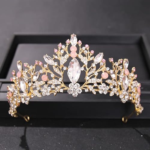 Kronen-Diademe for Frauen, Haarschmuck, Barock-Retro-Kristall-Braut-Diademe, Krone for Frauen, Braut, Strass, Festzug, Abschlussball, Diadem, Hochzeit, Haarschmuck, Stirnband, Geschenk, Krone (Größe: von YPOSPDD