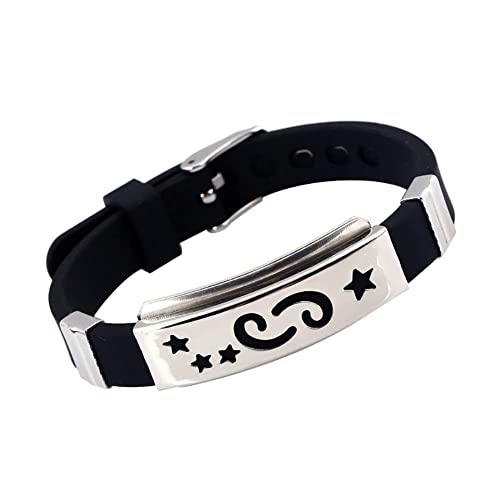 Persönlichkeit beste Freundin Halsketten verstellbare Kette Armband, Herren Horoskop Edelstahl Silikon Armband Armreif Verschluss Manschette Armband Schmuck Geschenk for BFF Freundschaftspaare ( Color von YPOSPDD