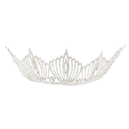 Vintage-Dekor, 1 Stück, Braut-Requisiten, Vintage, elegant, Party, Geburtstag, silberne Strasssteine, Braut-Strasssteine, Tiara, Abschlussball-Stirnband, Kristall-Kopfbedeckung, Festzug, Hochzeit, Bra von YPOSPDD