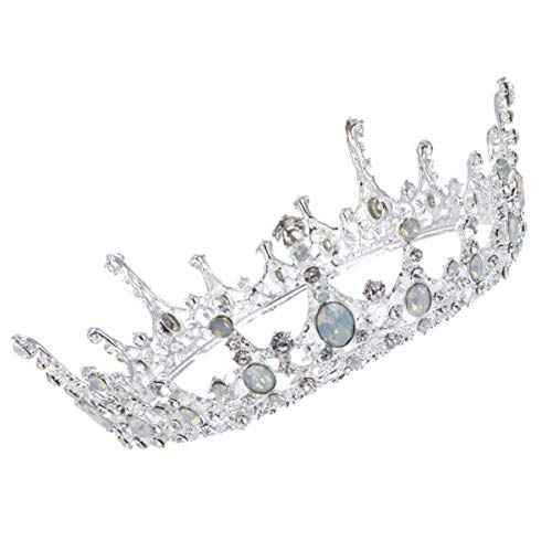 Vollständige, runde Vintage-Barock-Königin-Tiara, Kristall-Hochzeitsball for Frauen, Kristallkrone (Color : Silver) von YPOSPDD