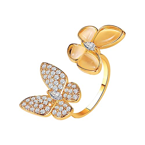 YPOSPDD 2023 Eheringe for Damen_ Herrenring Ring Einfacher Ring Persönlichkeit Geschenk Frauen Design und offener Ring Butterflyies (Color : C, Size : One Size) von YPOSPDD