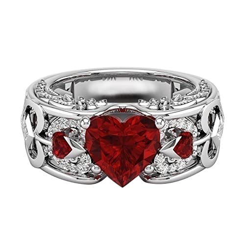 YPOSPDD 2023 Verlobungsringe for Frauen_ Tag, herzförmiger Ring, Legierung, Verlobung, Ehering, Valentinstag-Schmuckringe (Color : G, Size : 11) von YPOSPDD