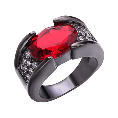 YPOSPDD Damen Ehering-Sets 2023_ Runder Ring Saphir Geschenk Rot Großer Ring Ring Ring Vintage RingDiamantring (Color : D, Size : One Size) von YPOSPDD