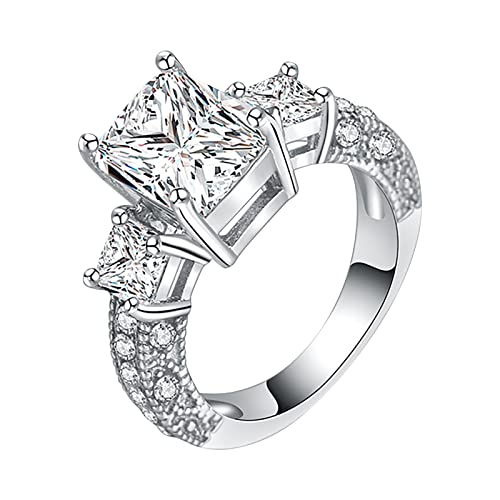 YPOSPDD Eheringe for Frauen 2023_ Zirkon eingelegter Strass-Frauenring, beliebter Edelstein, exquisiter Ring, schlichte Mode (Color : B, Size : 7) von YPOSPDD