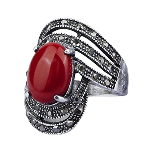 YPOSPDD Eheringe for Frauen_ Ring, Boho-Hochzeit, großer Stein, Kristall, Vintage-Braut for Frauen, Hochzeit, antik, ethnisch (Color : A, Size : One Size) von YPOSPDD