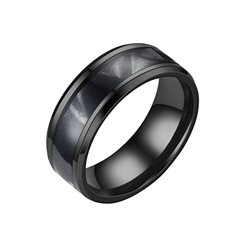 YPOSPDD Hochzeits- und Verlobungsringe 2023_ 8 mm Edelstahl, regenbogenfarben, sandgestrahlte Ringe, Eheringe for Damen (Color : Black, Size : 13) von YPOSPDD