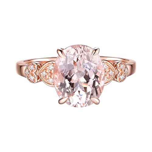 YPOSPDD Versprechensringe for Frauen 2023_ Luxuriöser, rosévergoldeter ovaler Zirkonring for Frauen, Schmuck, silberne Damenringe (Color : Gold, Size : A) von YPOSPDD