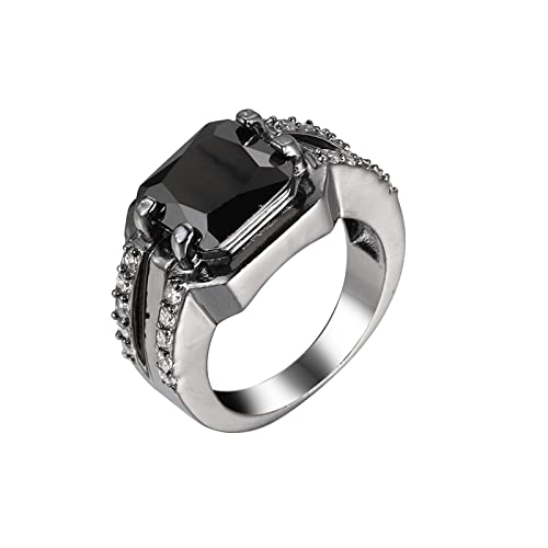 YPOSPDD Versprechensringe for Sie_ Damen-Ring, schwarzer Kristall, Zirkonia, quadratische Form, Versprechensringe, Verlobung, Hochzeit (Color : Black, Size : 7) von YPOSPDD