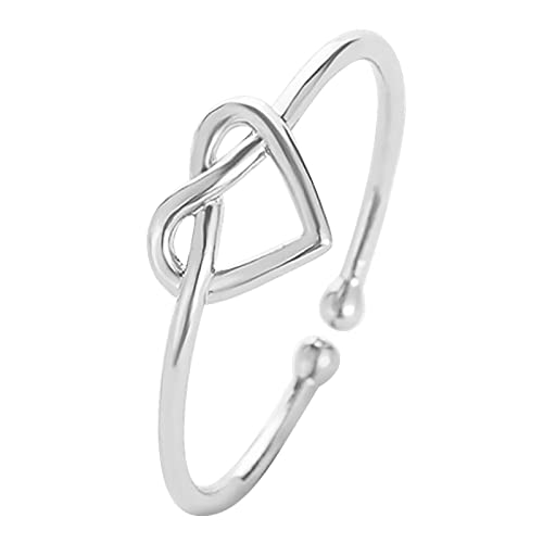 YPOSPDD Versprechensringe for Sie_ Verstellbarer Ring mit Öffnung, Verlobungsherz, Damen-Ehering, Ausschnitt, Herzring für (Color : Black, Size : One Size) von YPOSPDD