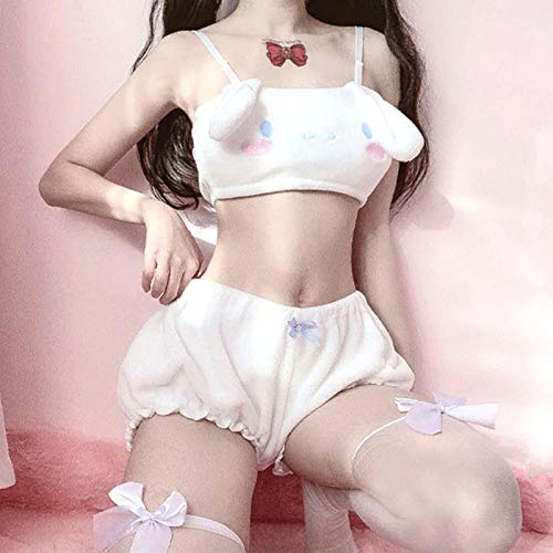 Anime Melody Velvet Tube Top Höschen Set Entzückende Unterwäsche BH Bloomers Sexy Dessous Für Mädchen Frauen-Weiß, S. von YQHWLKJ