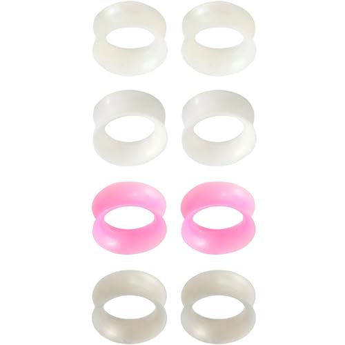 YQNONEZ Silikon Perlglanz Weiß/Klar/Grau/Lila 4 Paar Flexible Double Flared Ohr Tunnels Hypoallergen Gauges Kit Weich Piercing Schmuck Set Dünn Ohrpiercing Tuneles De Oreja Para Hombre Männer Frauen YQNONEZ Silikon Perlglanz Weiß/Klar/Grau/Lila 4 Paar Flexible Double Flared Ohr Tunnels Hypoallergen Gauges Kit Weich Piercing Schmuck Set Dünn Ohrpiercing Tuneles De Oreja Para Hombre Männer Frauen von YQNONEZ