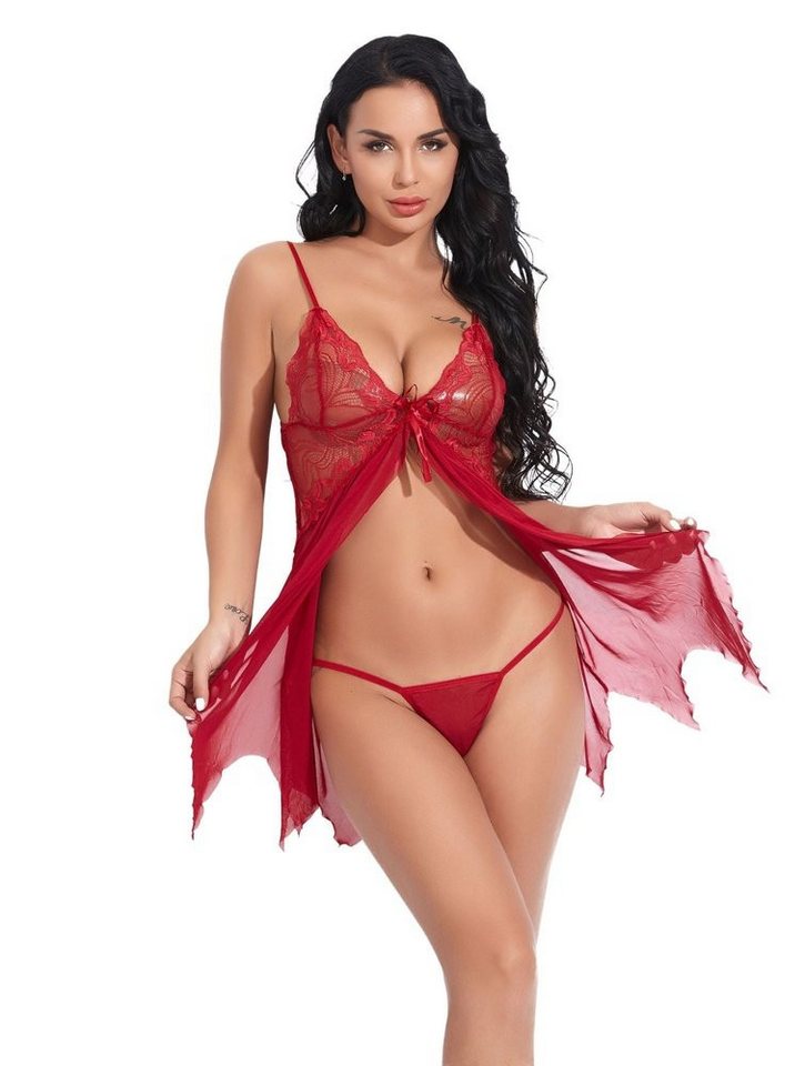 YRIIOMO Body Damen-Sexy-Dessous, Netzgitter-Träger, mehrfarbige Nachtwäsche, Zweierpack-Set von YRIIOMO