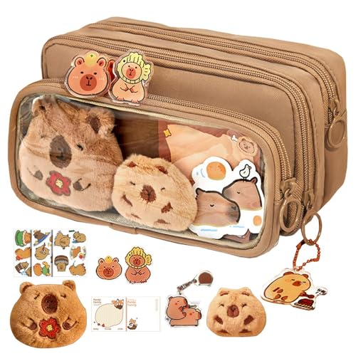 Capybara Federmäppchen, Niedlichen Federtaschen mit Haftnotizen, Kleine Brosche, Aufkleber, Clip Große Kapazität Mäppchen Stiftetasche Für Middle School College Office Studentin Mädchen Geschenk Capybara Federmäppchen, Niedlichen Federtaschen mit Haftnotizen, Kleine Brosche, Aufkleber, Clip Große Kapazität Mäppchen Stiftetasche Für Middle School College Office Studentin Mädchen Geschenk von YRTUOP