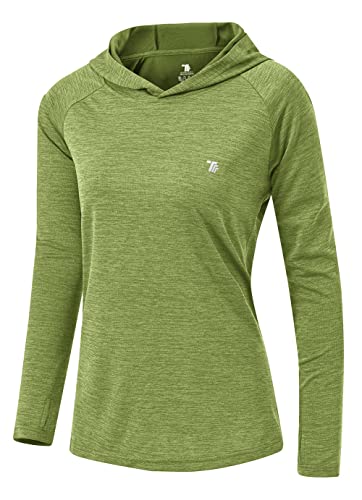 YSENTO Damen Outdoor Wandershirt Atmungsaktive Leicht Sport Langarmshirt Laufshirt Pullover Yoga Training T-Shirt Tops(Grün,2XL) von YSENTO