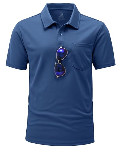 YSENTO Herren Poloshirts Kurzarm Polohemd T Shirts Golf Polo Slim Fit Tennis Polo T-Shirts mit Tasche(Denim Blue,M) von YSENTO