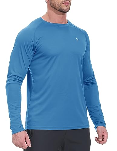 YSENTO Herren Rashguard UPF 50+ UV Schutz Shirt Schnell trocknen Leichter Sonnenschutz Langarm Funktions Schwimmshirt(Dunkelblau,S) von YSENTO