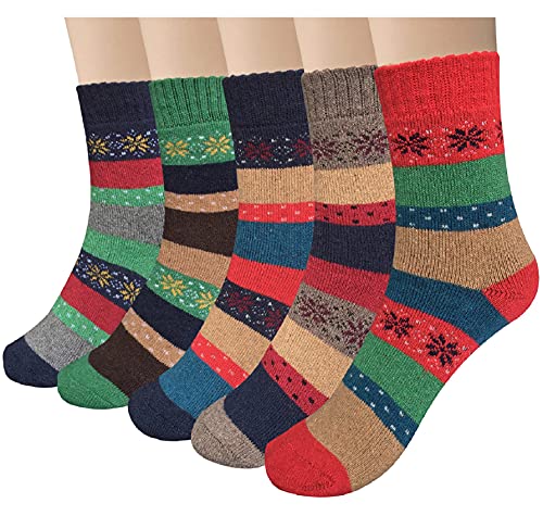 YSense Snug 5 Paar Wollsocken Stricksocken Winter Damensocken Thermosocken Socken, 3-braun/Rot/Schwarz/Grün/Blau, 35-41 YSense Snug 5 Paar Wollsocken Stricksocken Winter Damensocken Thermosocken Socken, 3-braun/Rot/Schwarz/Grün/Blau, 35-41 von YSense Snug