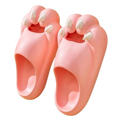 YTLOUNAZ Sommer Badeschlappen Lustige Pfotenschuppen Sommerpaar-Männer Frauen Frauen Nicht Rutschfeste Rutschen Im Freien Seabeach Lässig Sandalen Männliche Hausflip Flops-Rosa-40-41 von YTLOUNAZ