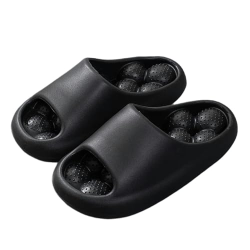 YTLOUNAZ Sommer Badeschlappen Massage Sohle Pantoffeln Für Badezimmer Frauen Sommer Beach Slides Plattform Super Weiche Anti -Slip -Slipper -Sandalen Leckage-Schwarz-36-37 von YTLOUNAZ