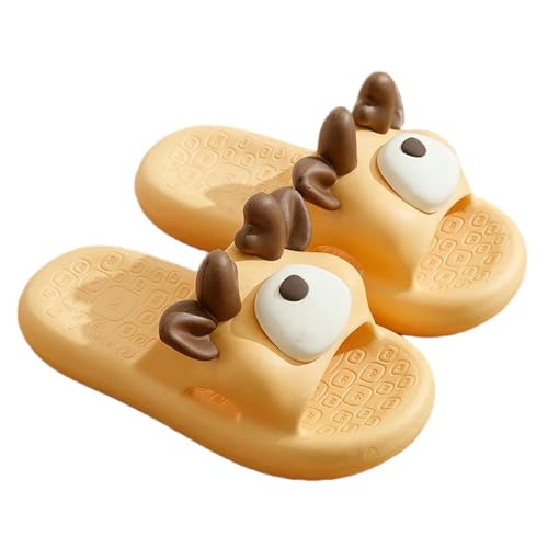 YTLOUNAZ Sommer Badeschlappen Süße Kuhschuhe Für Sommer -Cartoon -Form Frauen Rutschere Für Weiche Non -Slip -Badezimmer -Hausschuhe Für Männer-Gelb-36-37 (Fuß 230 Mm) von YTLOUNAZ