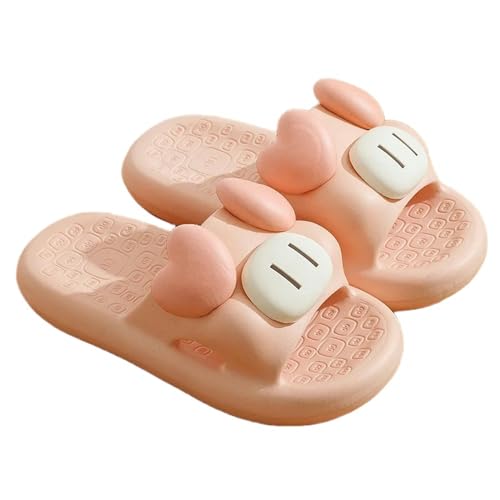 YTLOUNAZ Sommer Badeschlappen Süße Kuhschuhe Für Sommer -Cartoon -Form Frauen Rutschere Für Weiche Non -Slip -Badezimmer -Hausschuhe Für Männer-Rosa-36-37 (Fuß 230 Mm) von YTLOUNAZ