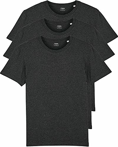 YTWOO 3er Pack Basic T-Shirts aus Bio-Baumwolle|Dunkelgrau S|Unisex Premium Baumwolle 180 g/qm Bio T-Shirts nachhaltig, fair produziert Organic Shirts Bio T-Shirts Damen Herren Rundhals T-Shirts von YTWOO