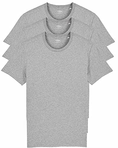 YTWOO 3er Pack Basic T-Shirts aus Bio-Baumwolle|Hellgrau M|Unisex Premium Baumwolle 180 g/qm Bio T-Shirts nachhaltig fair produziert Organic Shirts Bio T-Shirts Damen Herren Rundhals T-Shirts von YTWOO