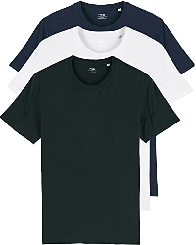 YTWOO 3er Pack Basic T-Shirts aus Bio-Baumwolle|WeißBlauSchwarz S|Unisex Premium Baumwolle 180 g/qm Bio T-Shirts nachhaltig fair produziert Organic Shirts Bio T-Shirts Damen Herren von YTWOO