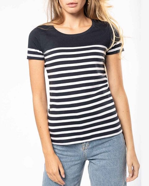 YTWOO Nachhaltiges Damen-T-Shirt mit Rundhalsausschnitt im Marine-Stil von YTWOO