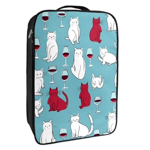 Schuhtaschen für die Reise,Reiseschuhtaschen zum Verpacken,Schuhreisetasche,Weinglas Rotwein Katzen von YTYVAGT