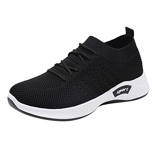 YUE Damen Turnschuhe Sneaker Schuhe Damen Sportschuhe Laufschuhe Walkingschuhe Straßenlaufschuhe Mesh Canvas Plateau Schuhe Arbeit Walking Schuhe Bequeme Schlupfschuhe Wanderschuhe (Black, 40) von YUE