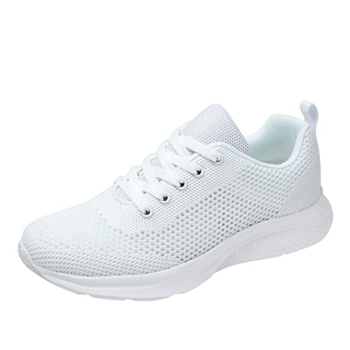 YUE Damen Turnschuhe Sneaker Schuhe Damen Sportschuhe Laufschuhe rutschfest Tennis Schuhe Mesh Canvas Plateau Schuhe rutschfest Slipper Unisex Barfussschuhe Sommerschuhe Unisex (White, 37) von YUE