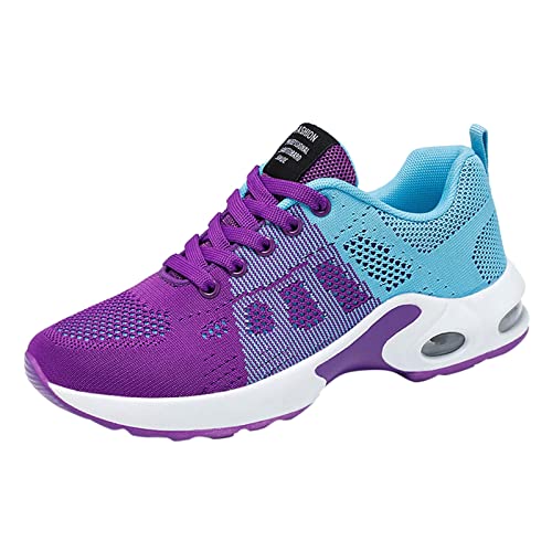 YUE Damen Turnschuhe Sneaker Schuhe Leichtgewichts Slip On Leichte Tennisschuhe Tennis Freizeitschuhe Sportschuhe Arbeit Walking Schuhe Weich Frauen Schnürschuhe (Purple, 42) von YUE