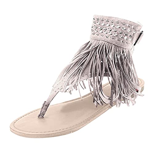 YUE Flache Sandalen Damen Sommer Freizeit Sommer Offene Zehe Zehentrenner Flip Flops Sommer Hausschuhe Bequeme Strandschuhe Klassische Damen Pantoletten (White, 40) von YUE