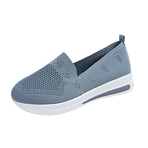 YUE Schuhe Damen Mesh Laufschuhe Turnschuhe Damen Sportschuhe Laufschuhe Walkingschuhe Straßenlaufschuhe Mesh Canvas Plateau Schuhe Arbeit Walking Schuhe Weich Frauen Schnürschuhe (Grey, 38) von YUE