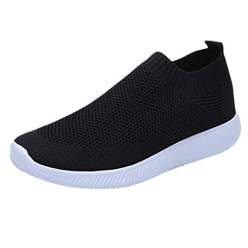 YUE Schuhe Damen Mesh Laufschuhe Turnschuhe Leichtgewichts Freizeit Straßenlaufschuhe Tennis Freizeitschuhe Sportschuhe Joggingschuhe Damenschuhe Schnürhalbschuhe (Black, 35) von YUE