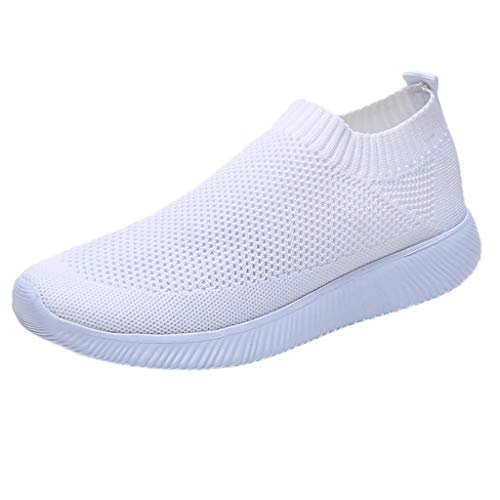 YUE Schuhe Damen Mesh Laufschuhe Turnschuhe Leichtgewichts Freizeit Straßenlaufschuhe Tennis Freizeitschuhe Sportschuhe Joggingschuhe Damenschuhe Schnürhalbschuhe (White, 39) von YUE