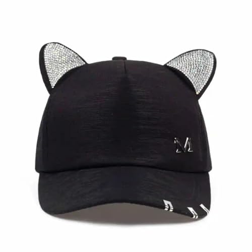 YUECIBAI Herren Kappe Hut Damen Mütze Katzen Ohren Katze Baseball Mütze Mit Ringen Spitze Süßes Mädchen Hut 54-62Cm Schwarz YUECIBAI Herren Kappe Hut Damen Mütze Katzen Ohren Katze Baseball Mütze Mit Ringen Spitze Süßes Mädchen Hut 54-62Cm Schwarz von YUECIBAI