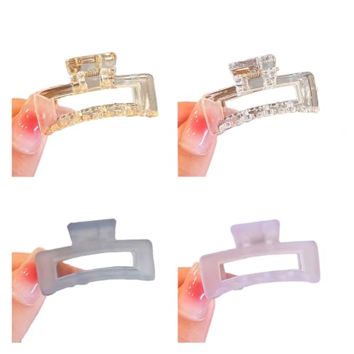 4 x Haarspangen, 4 Stück, 4 cm, Gelee-Clip, quadratische Haarklammern, kleine Haarklammern für dünnes Haar, trendige Haarspangen, Haarstyling-Clips für Damen und Mädchen von YUEYINGMG