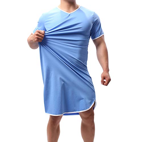 YUFEIDA Men's Pyjama Tops Cotton Nightshirt Sleep Shirts Comfy Nightwear Nightgowns Loose Pyjama Robes von YUFEIDA